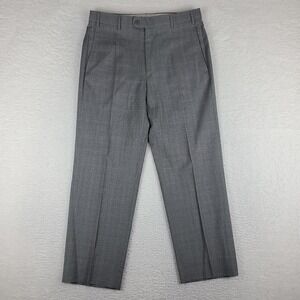 Zanella Pants Mens 34x30 Gray Plaid Check Todd Trousers Dress Slacks